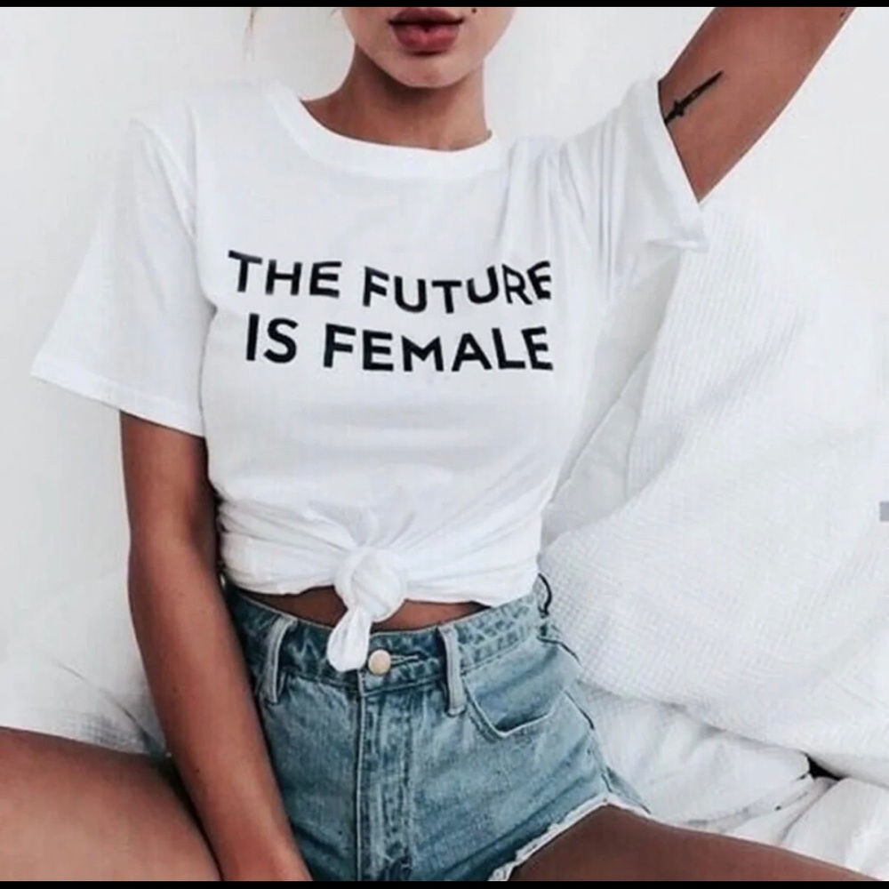 The future is FEMALE sexy white T-shirt xxl